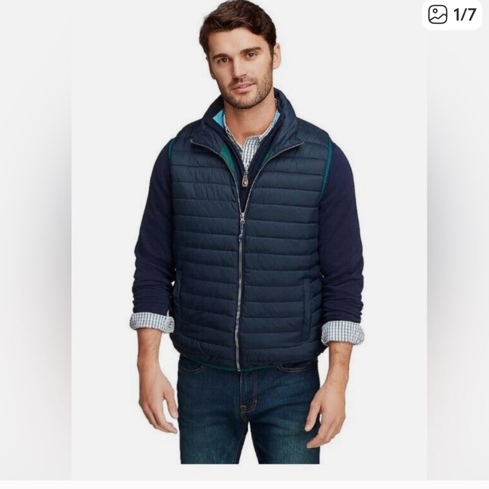 IZOD Navy Puffer Vest Blazer Advantage Performance Wind Resistent